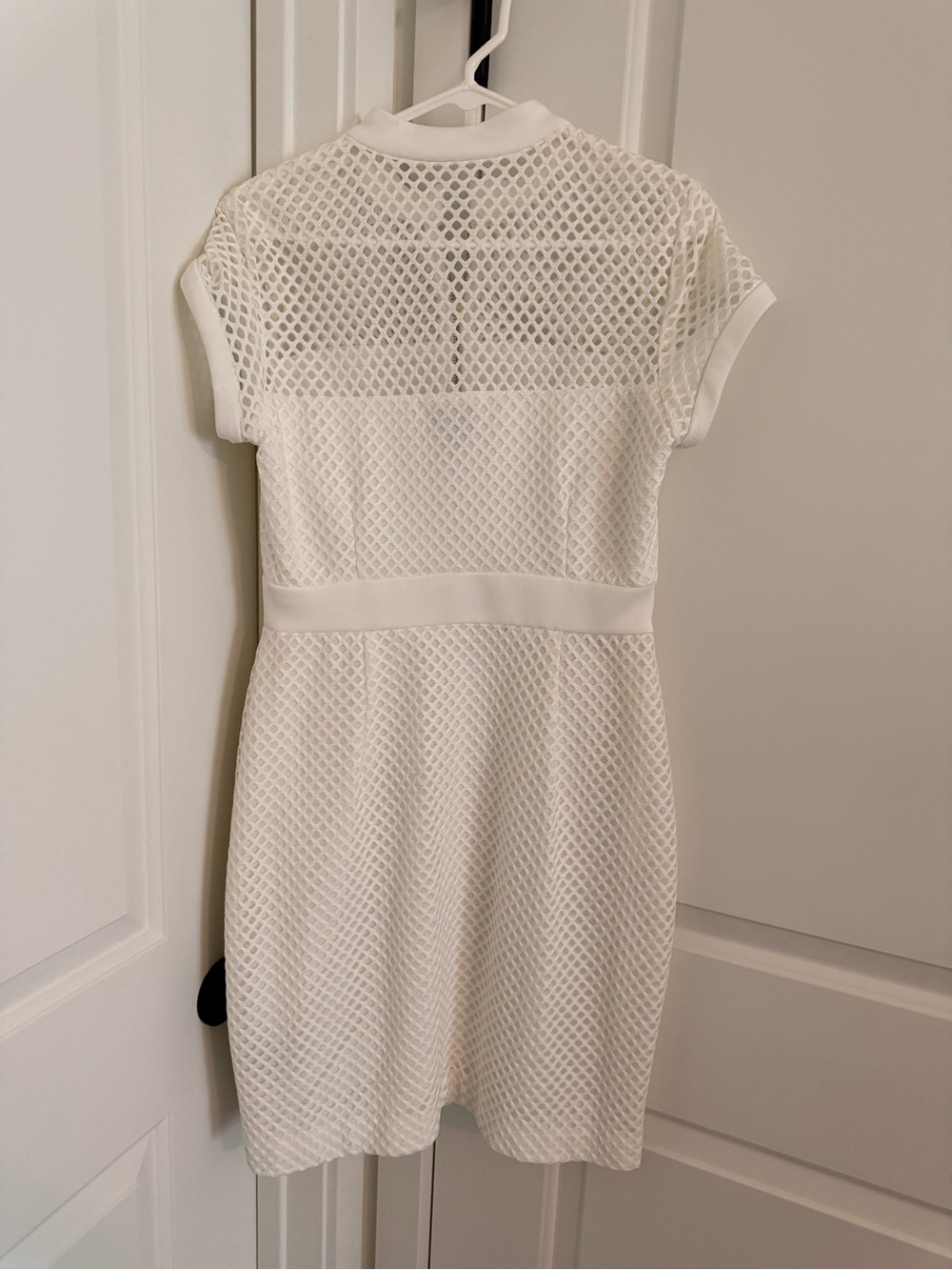 White Mesh Short Sleeve Dress